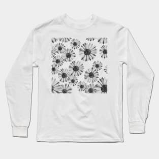 Watercolor Sunflowers Pattern - Black Background Long Sleeve T-Shirt